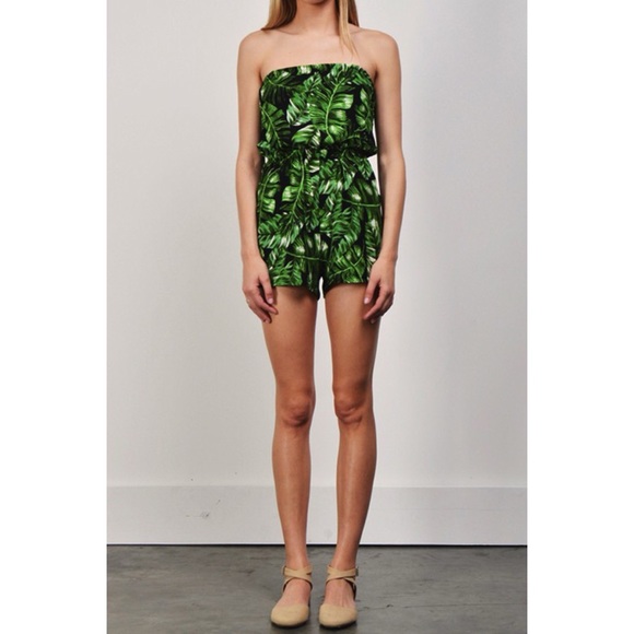Palm Leaf Romper-GREEN - Picture 2 of 3